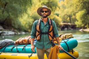 a man in a rafting outfit