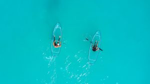 two kayakers in the sea