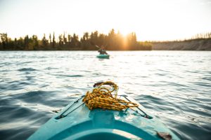 kayaking during sunrise